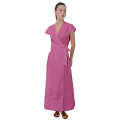 China Pink	 - 	flutter Sleeve Maxi Dress by ColorfulDresses