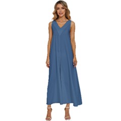 Queen Blue	 - 	v-neck Sleeveless Loose Fit Overalls by ColorfulDresses