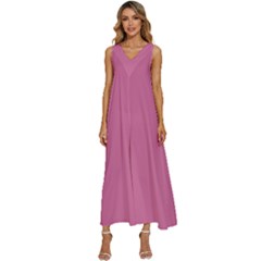 Wild Orchid Pink	 - 	v-neck Sleeveless Loose Fit Overalls by ColorfulDresses