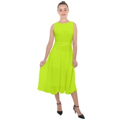 Arctic Lime Green	 - 	midi Tie-back Chiffon Dress by ColorfulDresses