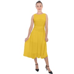 Dandelion Yellow	 - 	midi Tie-back Chiffon Dress by ColorfulDresses
