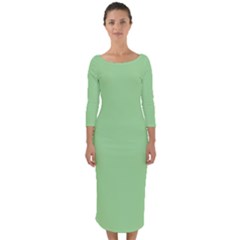 Granny Smith Apple Green	 - 	quarter Sleeve Midi Bodycon Dress by ColorfulDresses