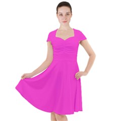 Razzle Dazzle Rose Pink	 - 	cap Sleeve Midi Dress by ColorfulDresses