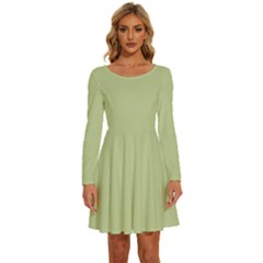 Lettuce Green	 - 	long Sleeve Wide Neck Velvet Dress by ColorfulDresses