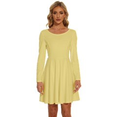 Parmesan Yellow	 - 	long Sleeve Wide Neck Velvet Dress by ColorfulDresses