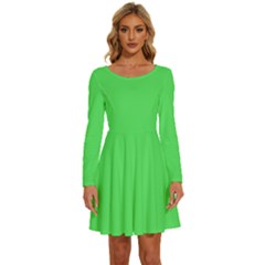 Stoplight Go Green	 - 	long Sleeve Wide Neck Velvet Dress by ColorfulDresses
