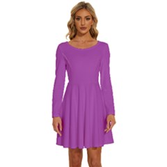 Medium Orchid	 - 	long Sleeve Wide Neck Velvet Dress by ColorfulDresses