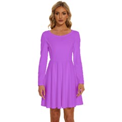 Purple Heliotrope	 - 	long Sleeve Wide Neck Velvet Dress by ColorfulDresses