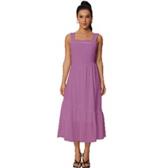 Pearly Purple	 - 	square Neckline Tiered Midi Dress by ColorfulDresses