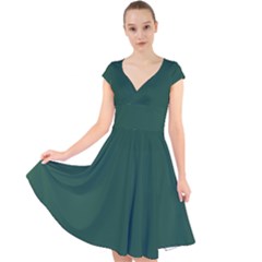 Brunswick Green	 - 	cap Sleeve Front Wrap Midi Dress by ColorfulDresses