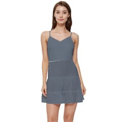 Jet Grey	 - 	short Frill Dress by ColorfulDresses