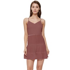 Marsala Brown	 - 	short Frill Dress by ColorfulDresses