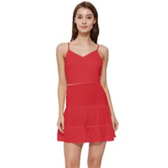 Rose Madder Red	 - 	short Frill Dress by ColorfulDresses