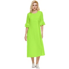 Lizard Green	 - 	double Cuff Midi Dress