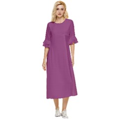 Glistening Grape Purple	 - 	double Cuff Midi Dress