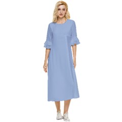 Serenity Blue	 - 	double Cuff Midi Dress