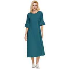 Midnight Green	 - 	double Cuff Midi Dress