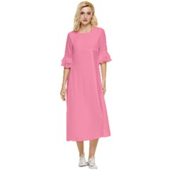 Watermelon Pink	 - 	double Cuff Midi Dress