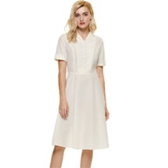 Egg Shell	 - 	button Top Knee Length Dress by ColorfulDresses