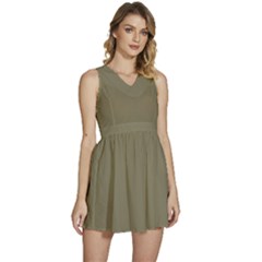Army Brown	 - 	sleeveless High Waist Mini Dress