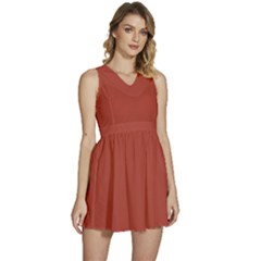 Medium Carmine	 - 	sleeveless High Waist Mini Dress by ColorfulDresses