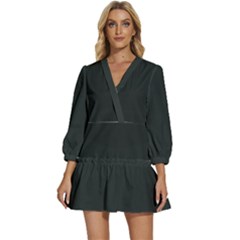 Charleston Green	 - 	v-neck Placket Mini Dress by ColorfulDresses