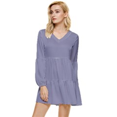 Flint Grey	 - 	tiered Long Sleeve Mini Dress by ColorfulDresses