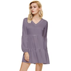 Old Lavender Purple	 - 	tiered Long Sleeve Mini Dress by ColorfulDresses