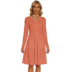 Basket Ball Orange	 - 	Long Sleeve Dress With Pockets