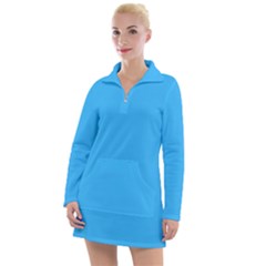 Deep Sky Blue	 - 	long Sleeve Casual Dress by ColorfulDresses