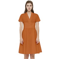 Orange Fox	 - 	short Sleeve Waist Detail Dress