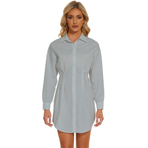 Metallic Silver	 - 	long Sleeve Shirt Dress by ColorfulDresses