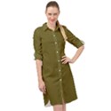 Antique Bronze Green	 - 	Long Sleeve Mini Shirt Dress View1