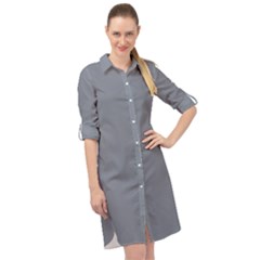 Roman Silver Grey	 - 	long Sleeve Mini Shirt Dress by ColorfulDresses