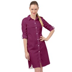 Pansy Purple	 - 	long Sleeve Mini Shirt Dress by ColorfulDresses