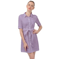 Crocus Petal Purple	 - 	belted Shirt Dress by ColorfulDresses