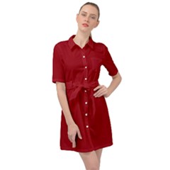 Red Wine	 - 	belted Shirt Dress