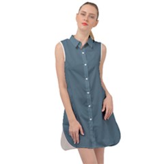 Stone Blue	 - 	sleeveless Shirt Dress by ColorfulDresses