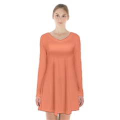 Basket Ball Orange	 - 	Long Sleeve Velvet V-neck Dress