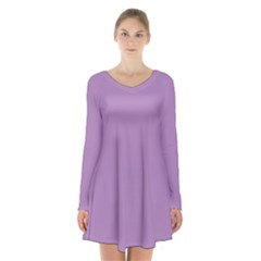 African Purple	 - 	long Sleeve Velvet V-neck Dress by ColorfulDresses