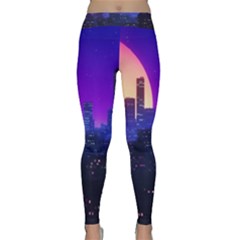 The Sun Night Music The City Background 80s 80 s Synth Classic Yoga Leggings by Jancukart