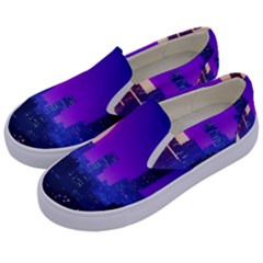 The Sun Night Music The City Background 80s 80 s Synth Kids  Canvas Slip Ons by Jancukart