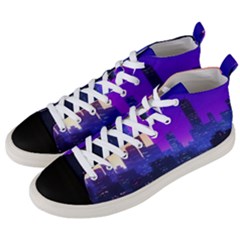 The Sun Night Music The City Background 80s 80 s Synth Men s Mid-top Canvas Sneakers