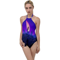 The Sun Night Music The City Background 80s 80 s Synth Go With The Flow One Piece Swimsuit