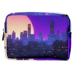 The Sun Night Music The City Background 80s 80 s Synth Make Up Pouch (medium)