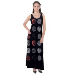 Black And Multicolored Polka Dot Artwork Digital Art Sleeveless Velour Maxi Dress by Jancukart