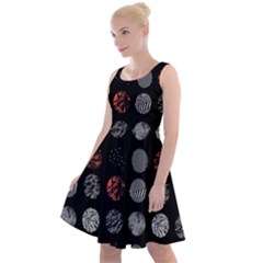 Black And Multicolored Polka Dot Artwork Digital Art Knee Length Skater Dress by Jancukart