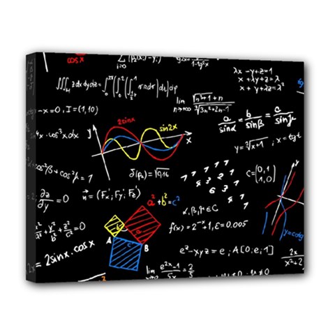 Black Background With Text Overlay Mathematics Formula Board Canvas 14  X 11  (stretched) by Jancukart