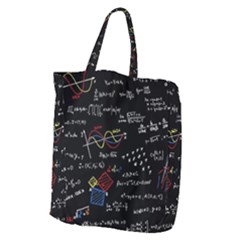 Black Background With Text Overlay Mathematics Formula Board Giant Grocery Tote by Jancukart