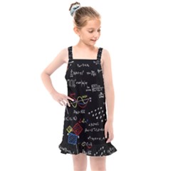 Black Background With Text Overlay Mathematics Formula Board Kids  Overall Dress by Jancukart